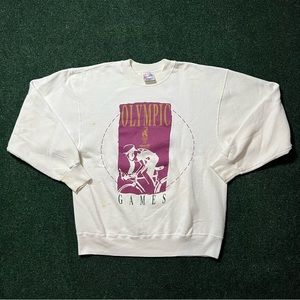 Vintage Atlanta 1996 Olympics Sweatshirt White USA 90s Size M 20.5X25.5